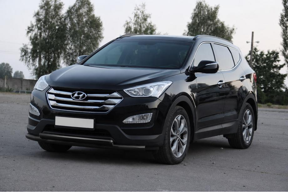 Hyundai Santa Fe 3 2012-2018 гг. Передняя дуга защиты ST014 Black (нержавеющая сталь) Фото 4