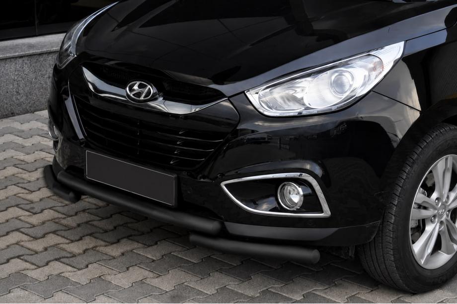 Hyundai IX-35 2010-2015 гг. Передняя дуга ST014-1 Black (нерж. сталь) Image
