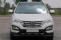 Hyundai Santa Fe 3 2012-2018 гг. Передняя дуга ST015 Black (нерж.) фото 1