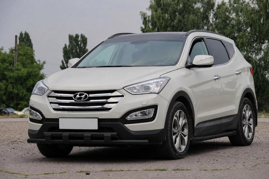 Hyundai Santa Fe 3 2012-2018 гг. Передняя дуга ST015 Black (нерж.) Фото 2