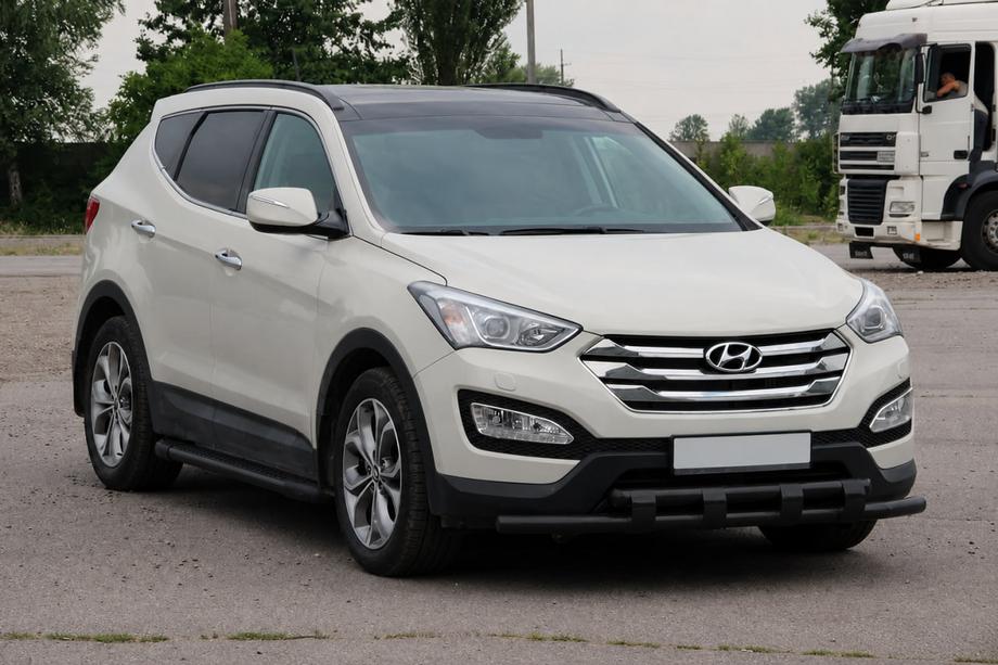 Hyundai Santa Fe 3 2012-2018 гг. Передняя дуга ST015 Black (нерж.) Фото 3