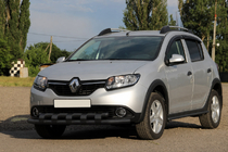 Dacia Sandero 2013-2020 гг. Передняя дуга ST015 Black (нерж.) фото 1