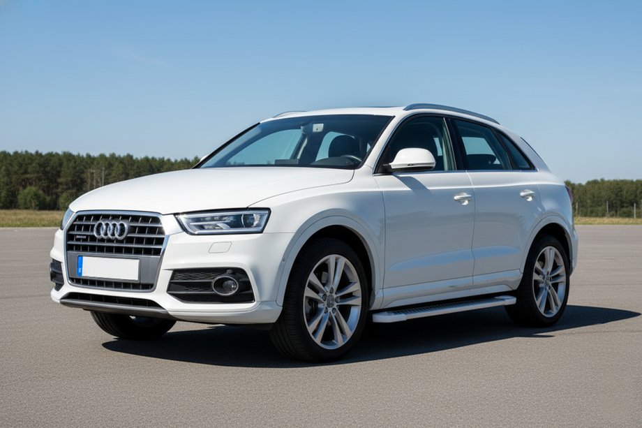 Audi Q3 2011-2019 гг. Боковые Подножки Allmond White (2 шт., Алюминий) Image