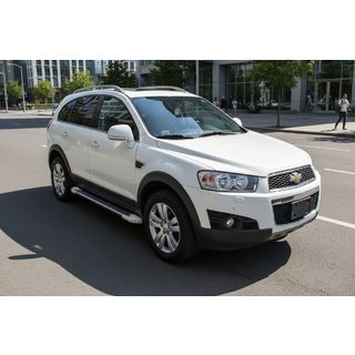 Боковые Подножки Allmond White (2 шт., Алюминий) Chevrolet Captiva 2006-2019 гг. фото 1