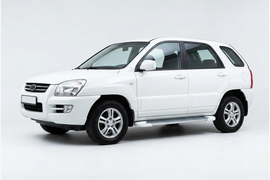 Kia Sportage 2004-2010 гг. Боковые Подножки Allmond White (2 шт., Алюминий) Фото 1