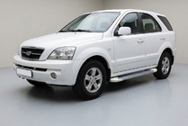 Kia Sorento I BL 2002-2009 гг. Боковые Подножки Allmond White (2 шт., Алюминий) фото 1