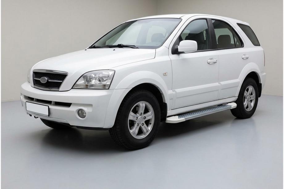 Kia Sorento I BL 2002-2009 гг. Боковые Подножки Allmond White (2 шт., Алюминий) Image
