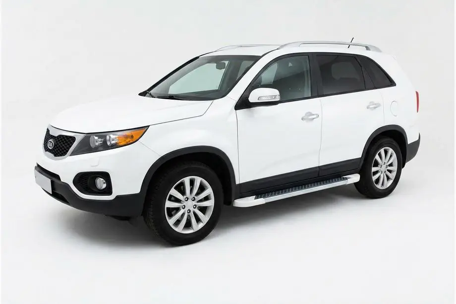 Kia Sorento II XM 2009-2014 гг. Боковые Подножки Allmond White (2 шт., Алюминий) Image