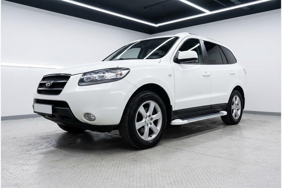 Hyundai Santa Fe 2 2006-2012 гг. Боковые Подножки Allmond White (2 шт., Алюминий) Image