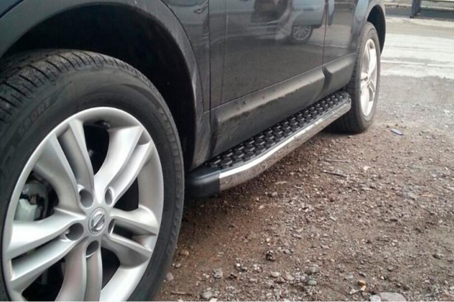 Nissan Qashqai 2007-2010 гг. Боковые Подножки BlackLine (2 шт, Алюминий) Фото 2
