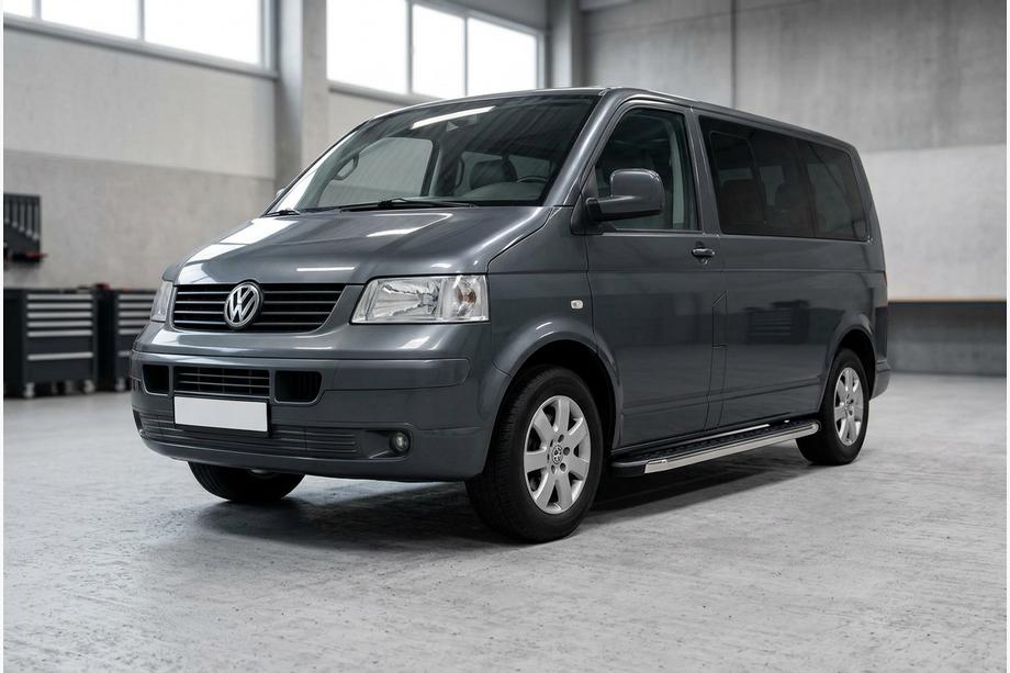 Volkswagen T5 Transporter 2003-2010 гг. Боковые Подножки BlackLine (2 шт, Алюминий) Длинная База Фото 3
