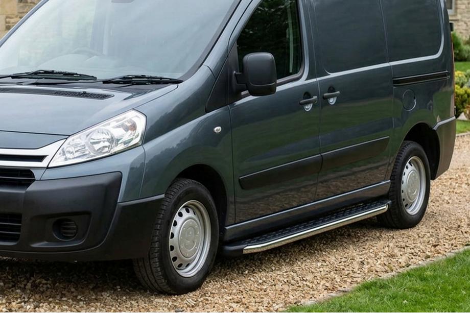 Fiat Scudo 2007-2015 гг. Боковые Подножки BlackLine (2 шт, Алюминий) Image