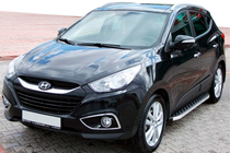 Hyundai IX-35 2010-2015 гг. Боковые Подножки BlackLine (2 шт, Алюминий) фото 1