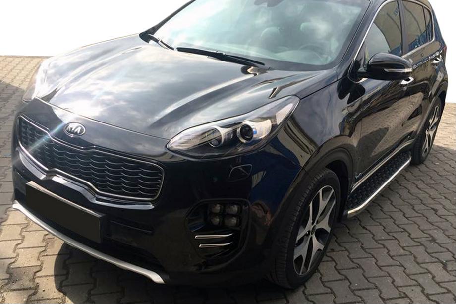 Kia Sportage 2010-2015 гг. Боковые Подножки BlackLine (2 шт, Алюминий) Image