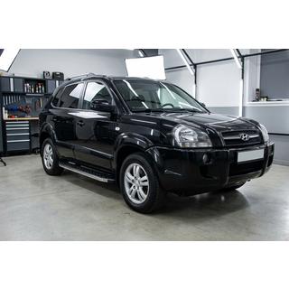 Боковые Подножки BlackLine (2 шт, Алюминий) Hyundai Tucson JM 2004- гг. фото 1