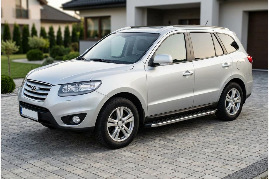 Hyundai Santa Fe 2 2006-2012 гг. Боковые Подножки BlackLine (2 шт, Алюминий) Фото 1
