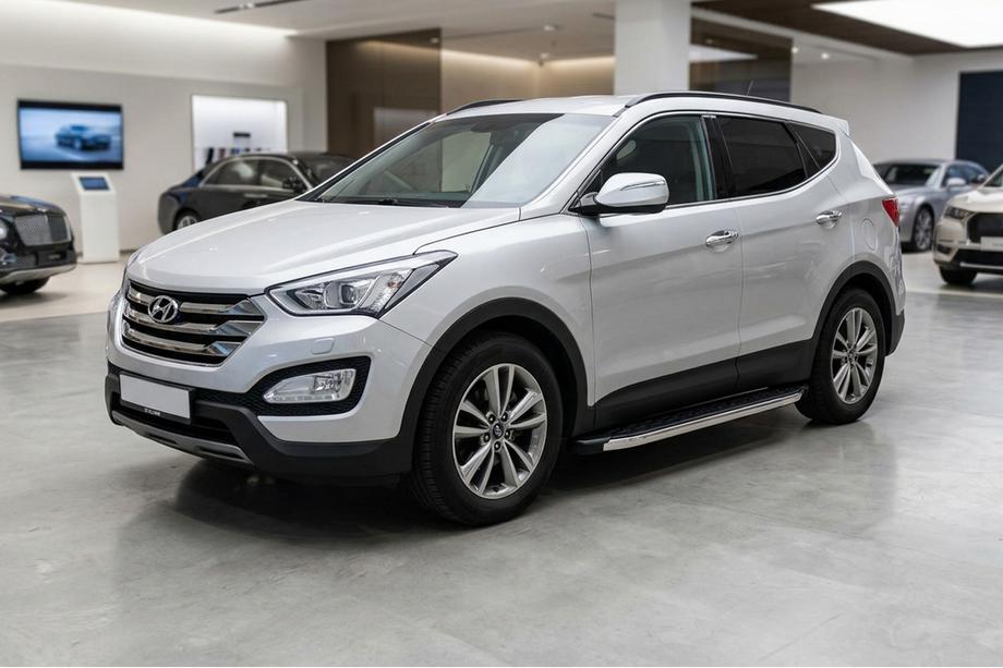 Hyundai Santa Fe 3 2012-2018 гг. Боковые Подножки BlackLine (2 шт, Алюминий) Image