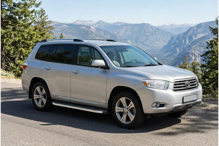 Toyota Highlander 2008-2013 гг. Боковые Подножки BlackLine (2 шт, Алюминий) Image