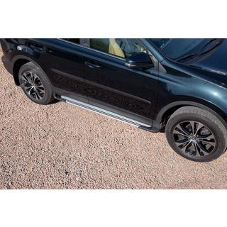 Боковые пороги OEM V4 Silver (2016-2018, 2 шт, алюминий) Toyota Rav 4 2013-2018 гг. фото 1