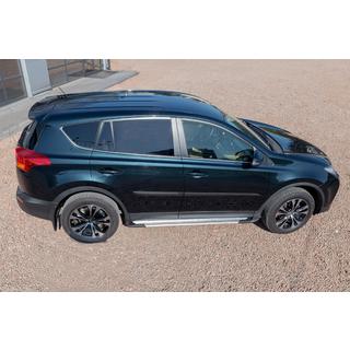 Боковые пороги OEM V4 Silver (2016-2018, 2 шт, алюминий) Toyota Rav 4 2013-2018 гг. фото 4