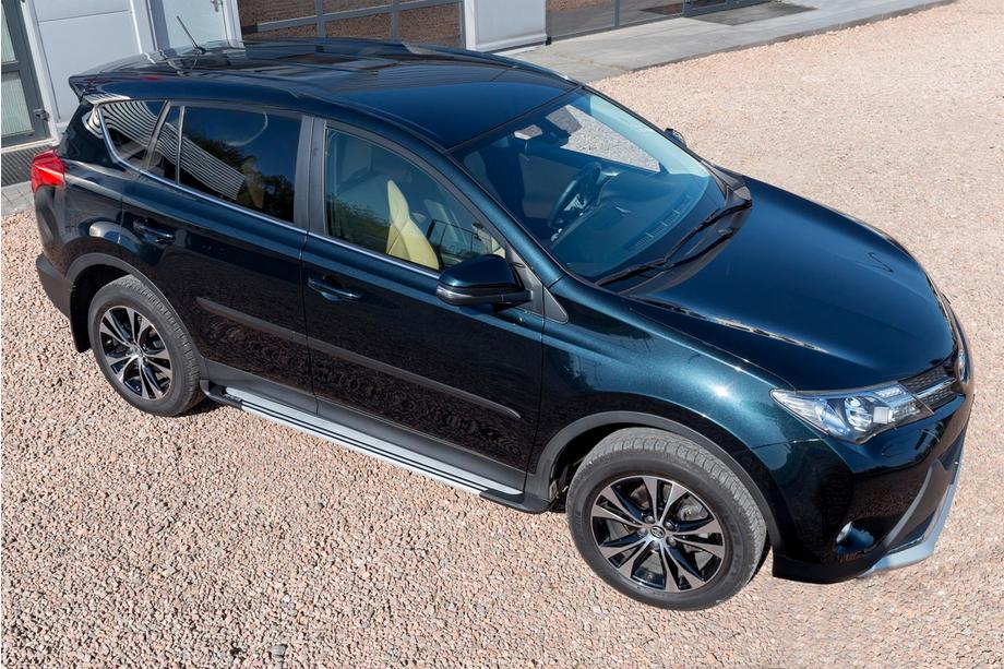 Toyota Rav 4 2013-2018 гг. Боковые пороги OEM V4 Silver (2016-2018, 2 шт, алюминий) Фото 2