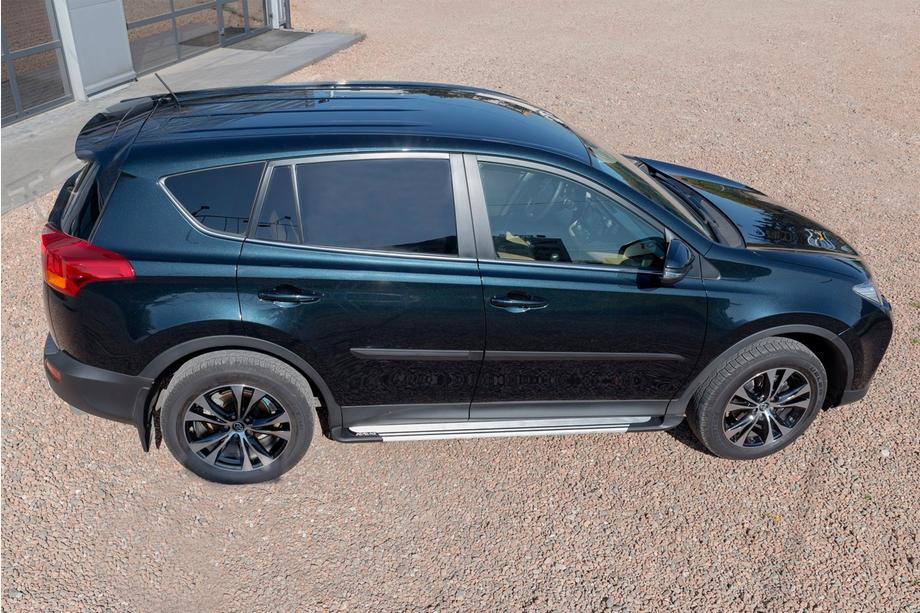 Toyota Rav 4 2013-2018 гг. Боковые пороги OEM V4 Silver (2016-2018, 2 шт, алюминий) Фото 4