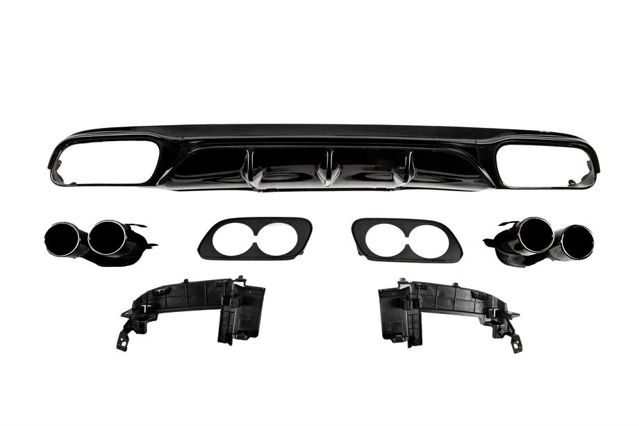 Mercedes E-class W213 2016-2023 гг. Задний диффузор с насадками выхлопа E53-Design Black (для Base) Image