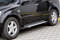 Kia Sorento I BL 2002-2009 гг. Боковые Подножки Allmond Grey (2 шт., Алюминий) фото 1
