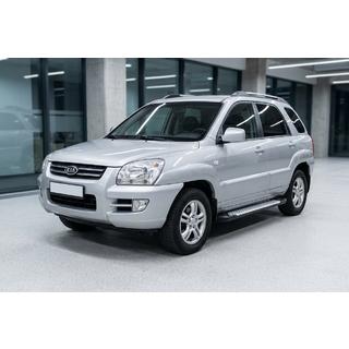 Боковые Подножки Allmond Grey (2 шт., Алюминий) Kia Sportage 2004-2010 гг. фото 1
