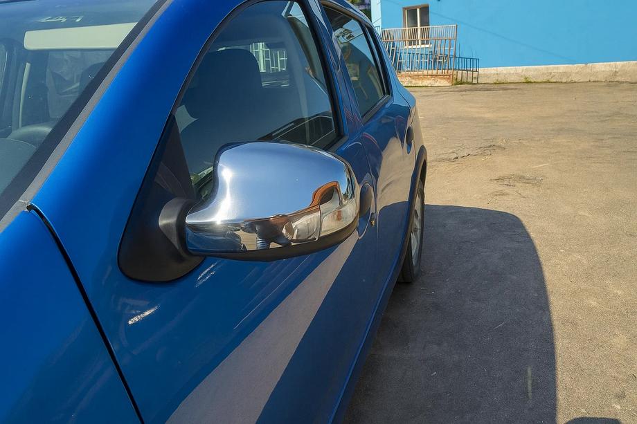 Renault Logan MCV 2013-2022 гг. Накладки на Зеркала (2 шт., Нержавейка) Image