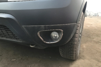 Dacia Duster 2008-2018 гг. Накладки на противотуманные фары 2010-2013 (2 шт., нержавейка) фото 1