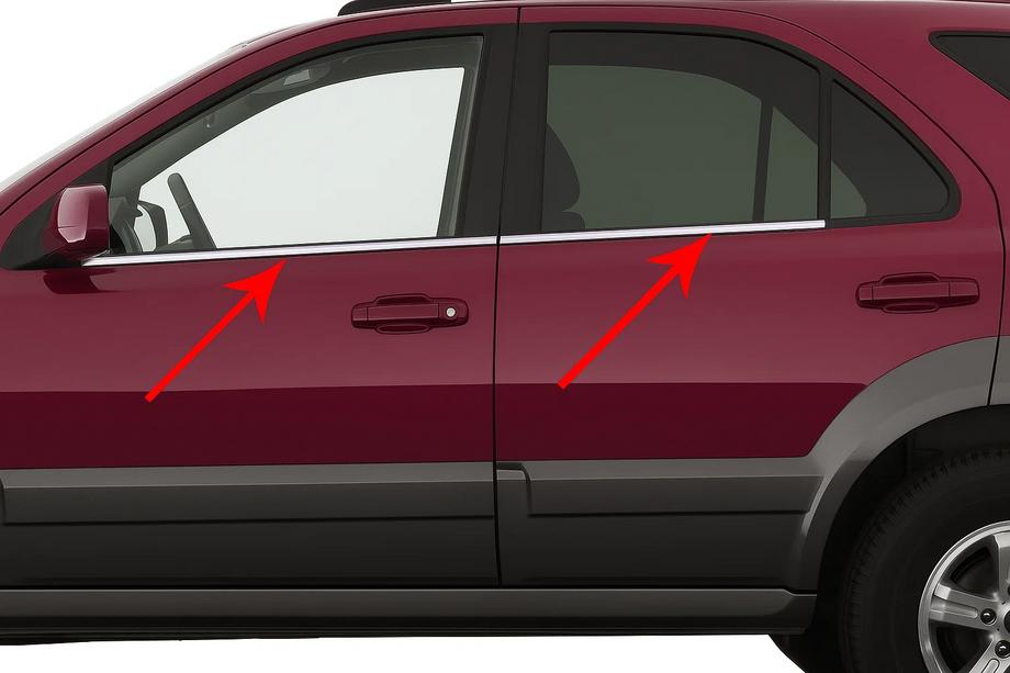 Kia Sorento I BL 2002-2009 гг. Окантовка окон нержавейка (4 шт) Carmos - Турецкая Нержавеющая Сталь Image
