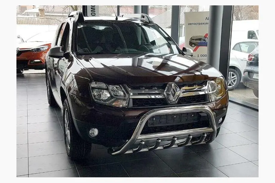 Renault Duster 2008–2017 гг. Защита переднего бампера без надписи WT003 (нержавейка) Фото 4