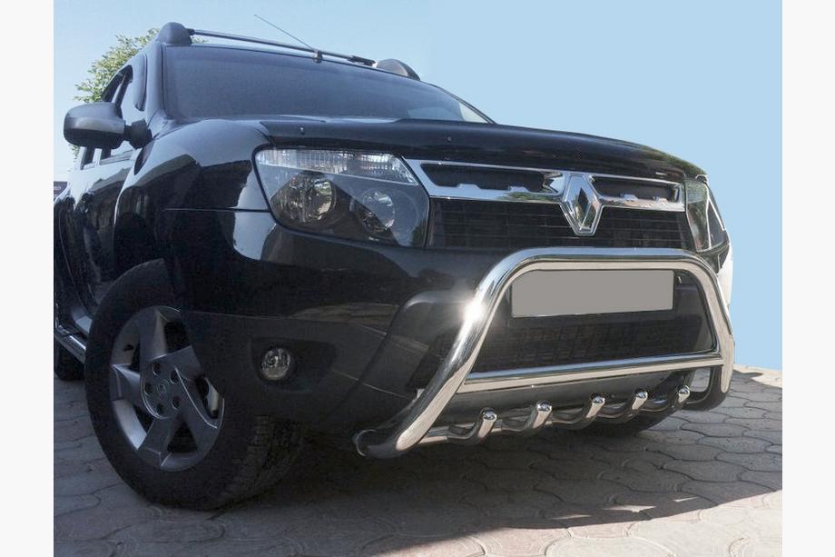 Dacia Duster 2008-2018 гг. Защита переднего бампера без надписи WT003 (нержавейка) Фото 4