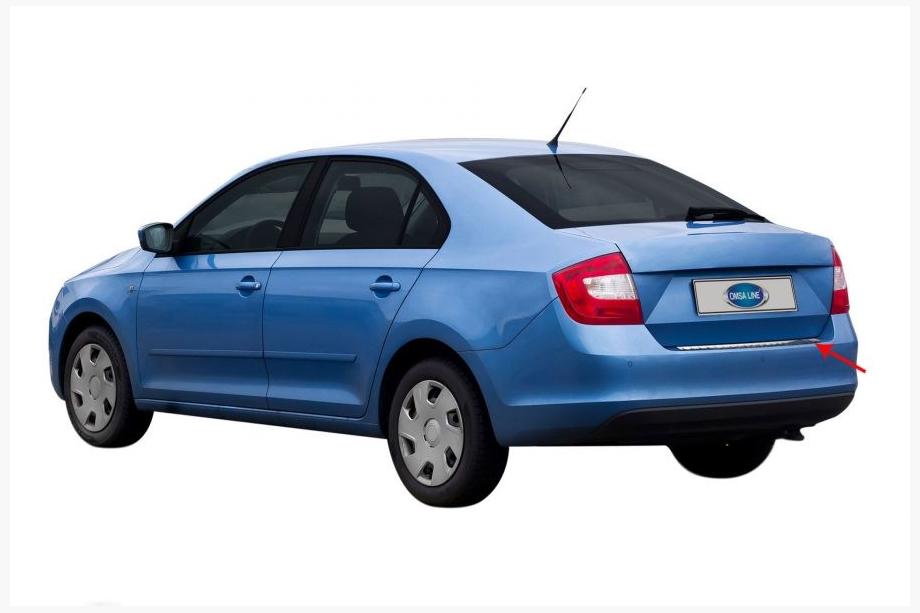 Skoda Rapid 2012-2019 гг. Накладка на задний бампер OmsaLine (Sedan, нержавейка) Фото 2