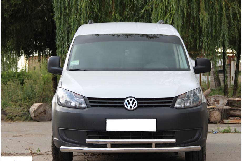 Volkswagen Caddy 2010-2015 гг. Передняя двойная защита (кенгурятник) 60/42 мм (нерж. сталь) Image