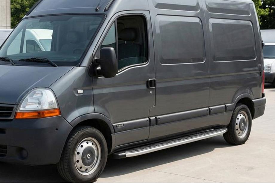 Nissan Interstar 2002-2010 гг. Боковые Подножки Fullmond (2 шт., Алюминий) Image