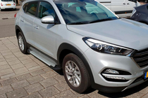 Hyundai Tucson TL 2016-2021 гг. Боковые пороги Allmond Grey (2 шт., алюминий) фото 1