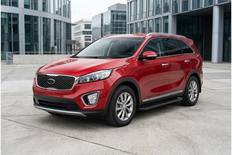 Kia Sorento III UM 2014-2020 гг. Боковые Подножки Allmond Black (2 шт., Алюминий) Image