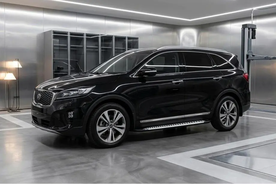 Kia Sorento III UM 2014-2020 гг. Боковые Подножки Line (2 шт., Алюминий) Image