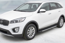 Kia Sorento III UM 2014-2020 гг. Боковые Подножки Duru (2 шт., Алюминий) фото 1