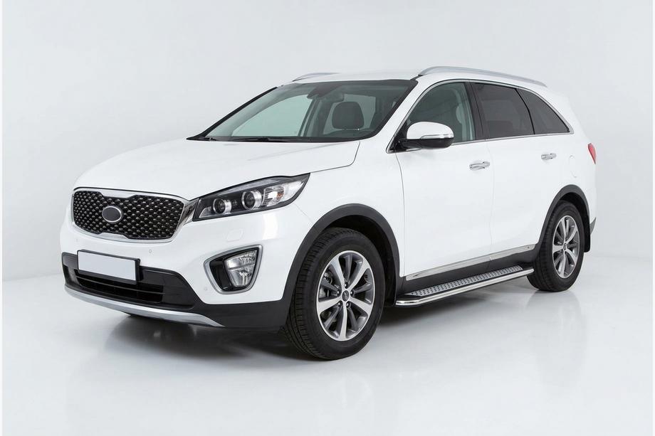Kia Sorento III UM 2014-2020 гг. Боковые Подножки Maydos V2 (2 шт., Алюминий и Нержавейка) Image