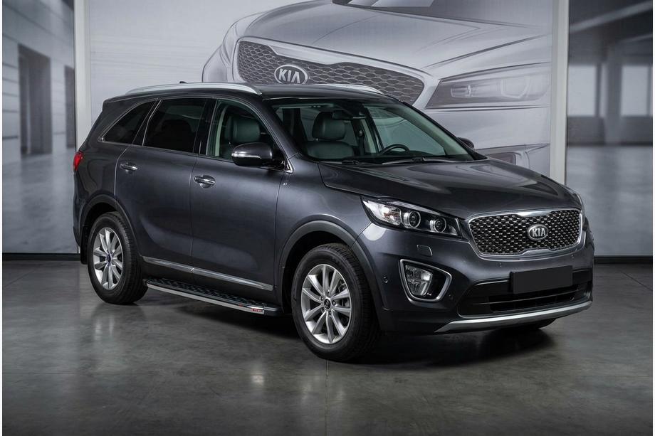 Kia Sorento III UM 2014-2020 гг. Боковые Подножки BlackLine (2 шт., Алюминий) Image
