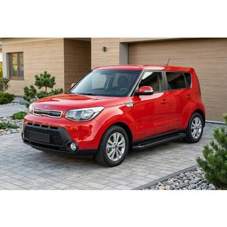 Боковые Подножки Allmond Black (2 шт., Алюминий) Kia Soul II 2013-2018 гг. фото 1