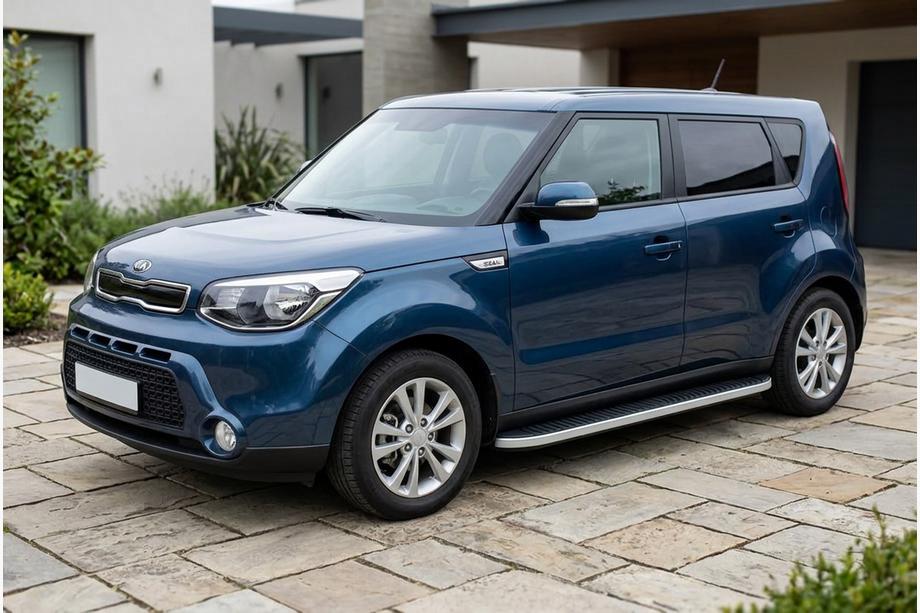 Kia Soul II 2013-2018 гг. Боковые Подножки Tayga Grey (2 шт., Алюминий) Фото 1