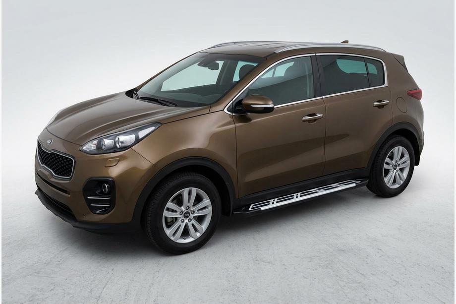 Kia Sportage 2015-2021 гг. Боковые Подножки Sunrise (2 шт., Алюминий) Фото 1