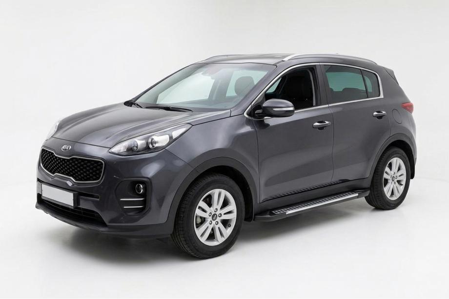 Kia Sportage 2015-2021 гг. Боковые Подножки Line (2 шт., Алюминий) Image