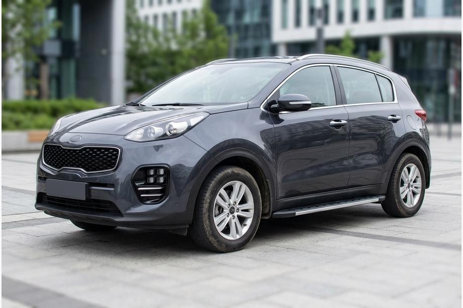 Kia Sportage 2015-2021 гг. Боковые Подножки Duru (2 шт., Алюминий) Image