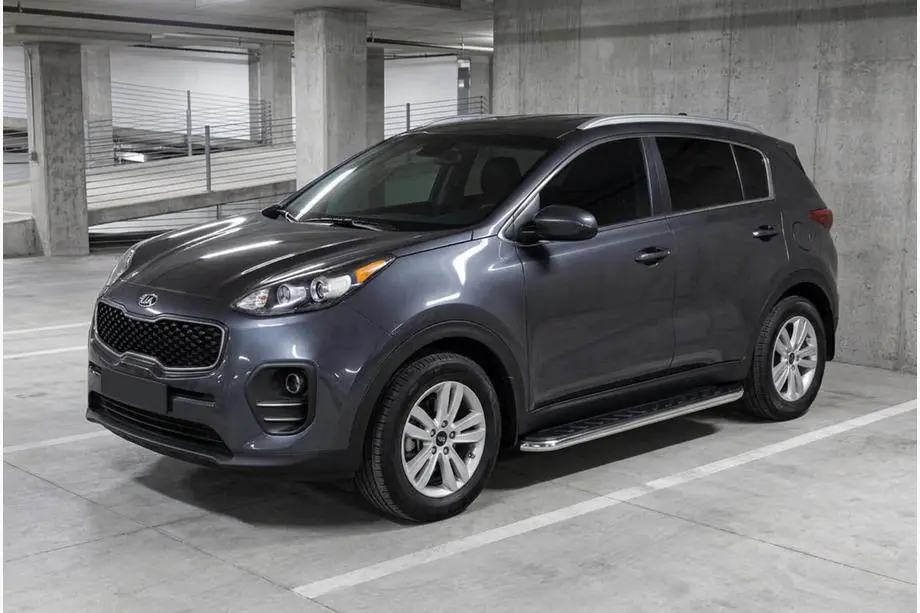 Kia Sportage 2015-2021 гг. Боковые Подножки Maydos V1 (2 шт., Алюминий и Нержавейка) Image