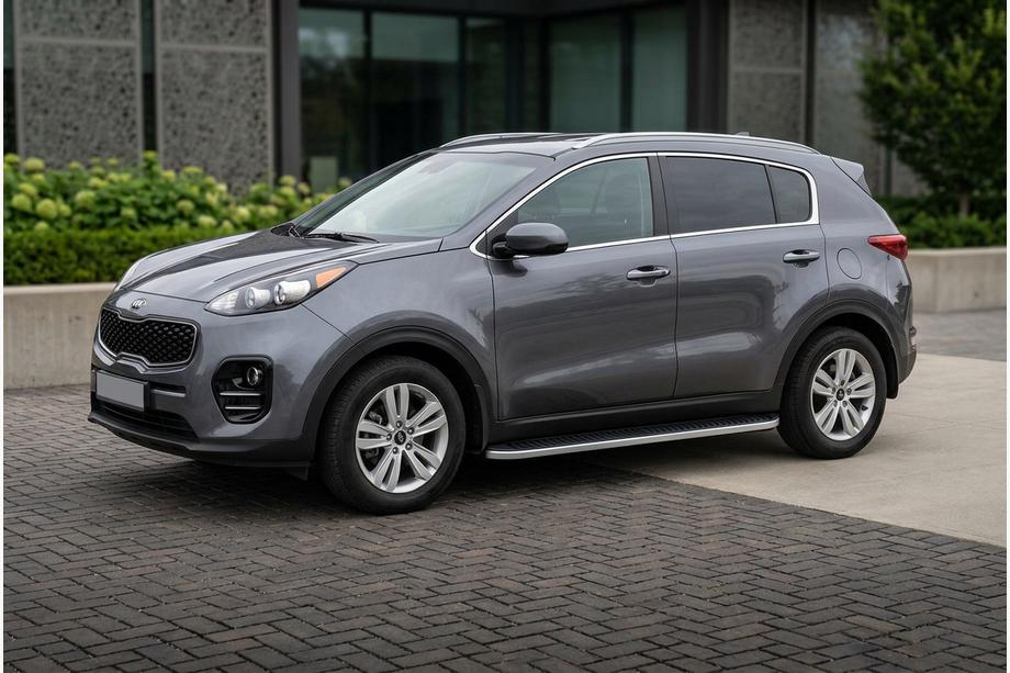 Kia Sportage 2015-2021 гг. Боковые Подножки Tayga Grey (2 шт., Алюминий) Image